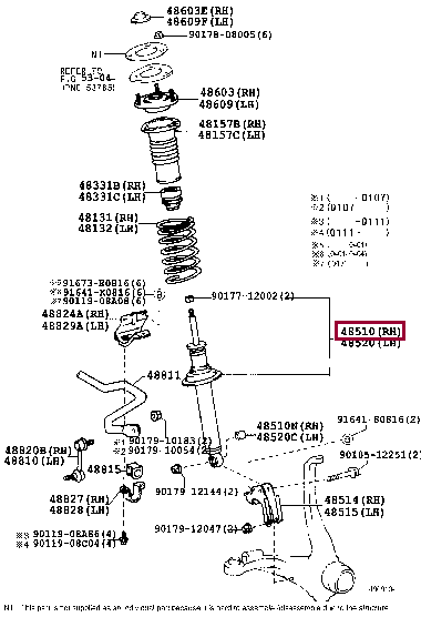 4851080004: ABSORBER ASSY, SHOCK, FRONT LH Тойота
