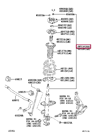 4851080354: ABSORBER ASSY, SHOCK, FRONT RH Тойота