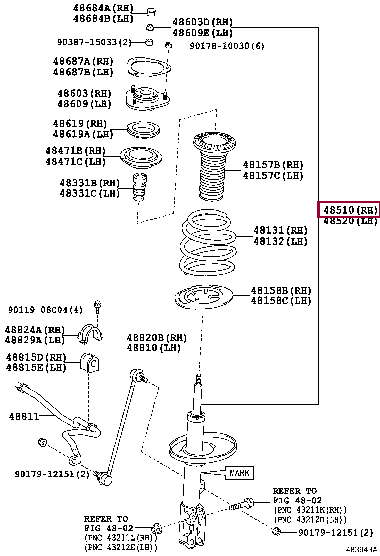 4851080659: ABSORBER ASSY, SHOCK, FRONT RH Тойота