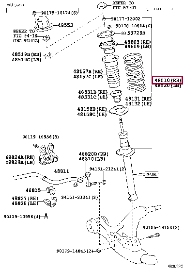 4851080694: ABSORBER ASSY, SHOCK, FRONT RH Тойота