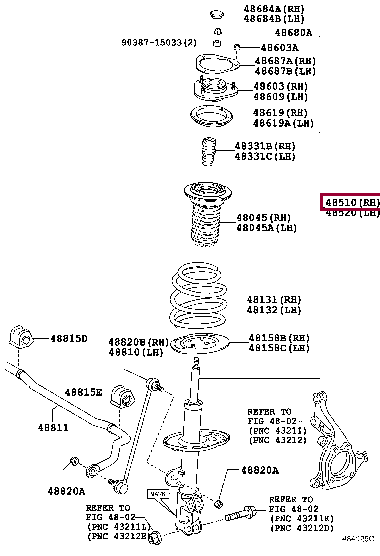 4851080866: ABSORBER ASSY, SHOCK, FRONT RH Тойота