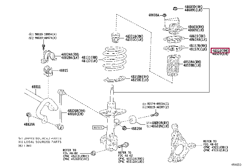 4851080A71: ABSORBER ASSY, SHOCK, FRONT RH Тойота