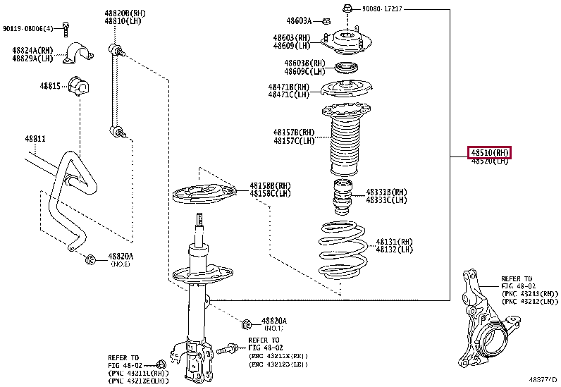 485108Z301: ABSORBER ASSY, SHOCK, FRONT RH Тойота