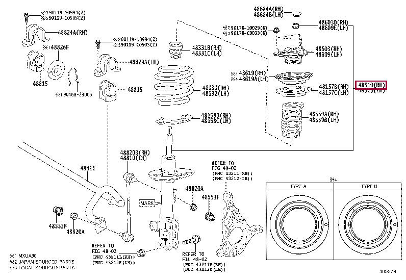 485108Z515: ABSORBER ASSY, SHOCK, FRONT RH Тойота