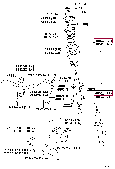48510A9640: ABSORBER ASSY, SHOCK, FRONT RH Тойота