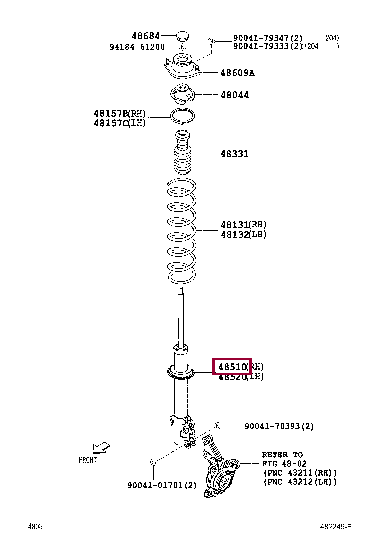 48510B1082: ABSORBER ASSY, SHOCK, FRONT LH Тойота