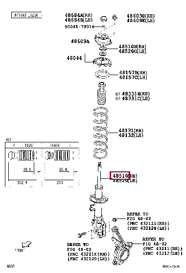 48510BZC80: ABSORBER ASSY, SHOCK, FRONT RH Тойота