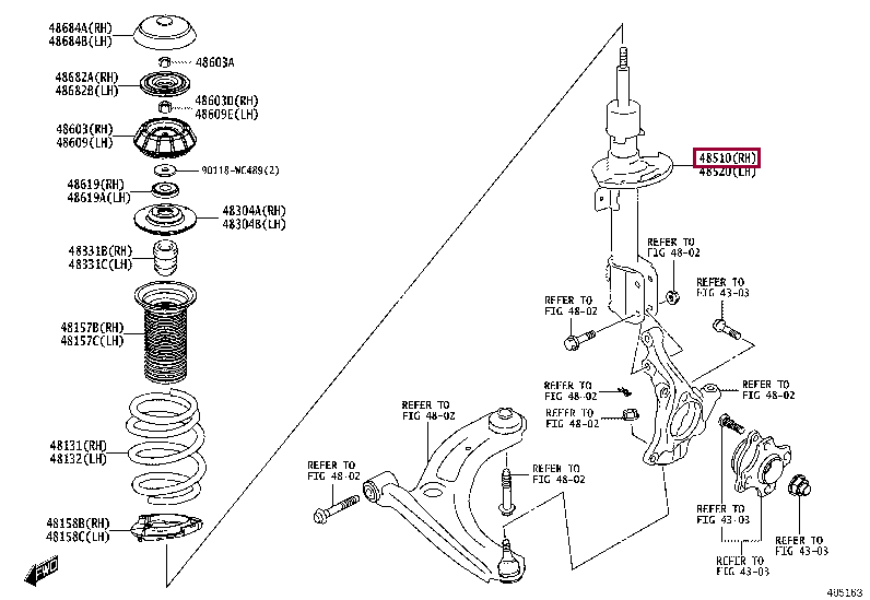 48510WC002: ABSORBER ASSY, SHOCK, FRONT RH Тойота