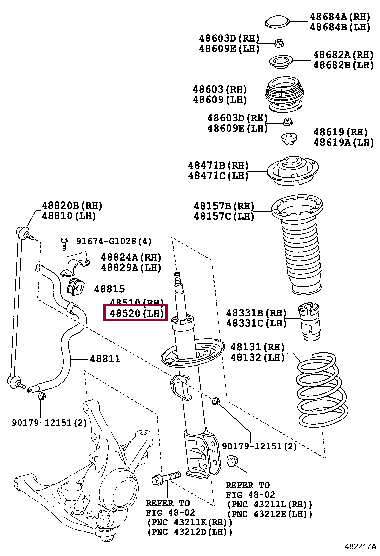 4852052130: ABSORBER ASSY, SHOCK, FRONT LH Тойота
