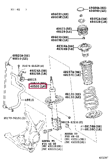ABSORBER ASSY, SHOCK, FRONT LH Тойота (48520-52511) 4852052511: ABSORBER ASSY, SHOCK, FRONT LH Тойота