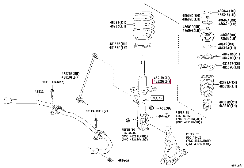 4852052J00: ABSORBER ASSY, SHOCK, FRONT LH Тойота