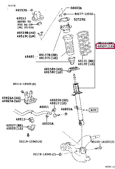 Амортизатор передний,левый 48520-59705 (номер toyota 4852059705)