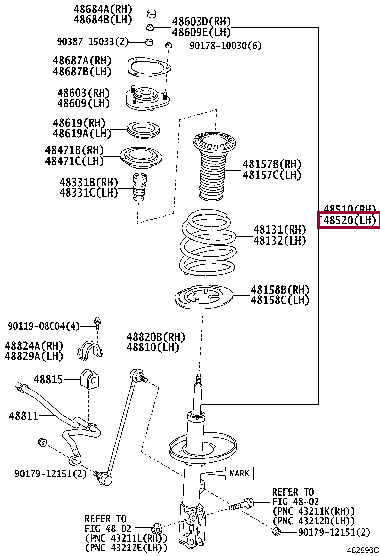4852080252: ABSORBER ASSY, SHOCK, FRONT LH Тойота