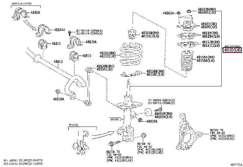 485208Z248: ABSORBER ASSY, SHOCK, FRONT LH Тойота