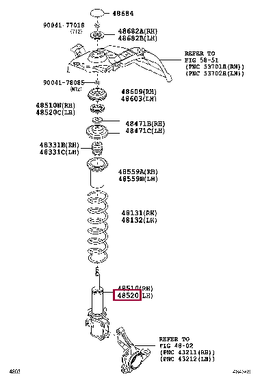48520B5160: ABSORBER ASSY, SHOCK, FRONT LH Тойота