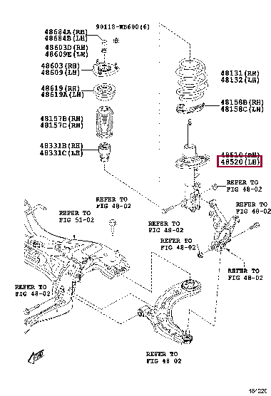 48520WB004: ABSORBER ASSY, SHOCK, FRONT LH Тойота
