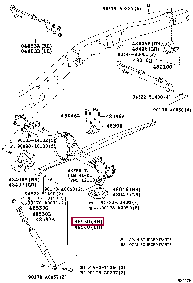 4853009M90: ABSORBER ASSY, SHOCK, REAR LH Тойота