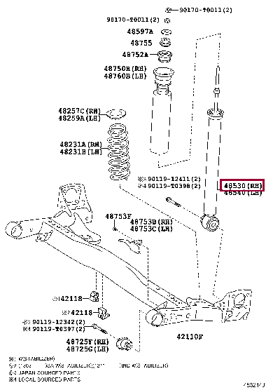 485300D350: ABSORBER ASSY, SHOCK, REAR LH Тойота