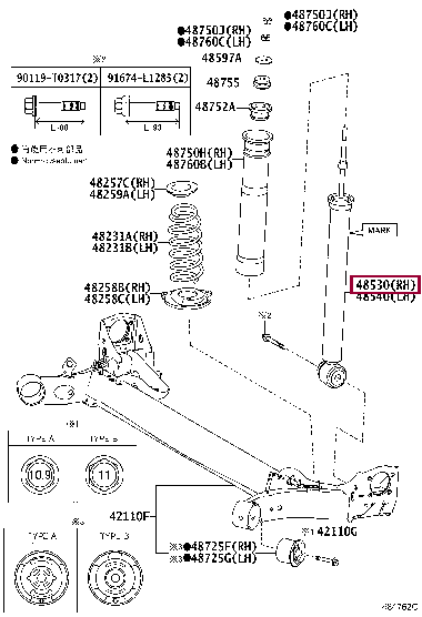 485300DF60: ABSORBER ASSY, SHOCK, REAR LH Тойота