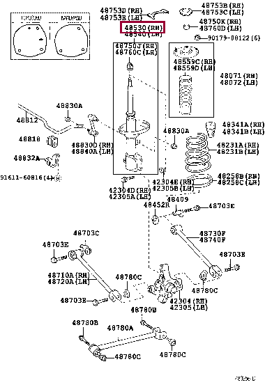 4853019705: ABSORBER ASSY, SHOCK, REAR RH Тойота