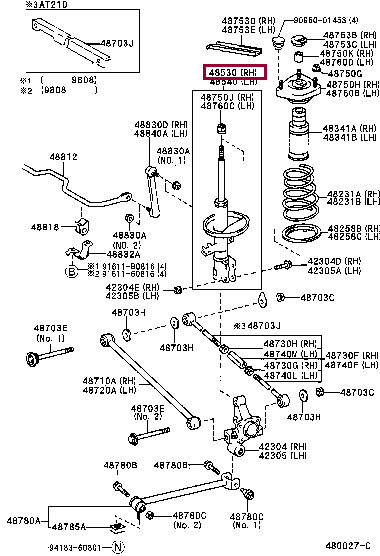 4853029575: ABSORBER ASSY, SHOCK, REAR RH Тойота