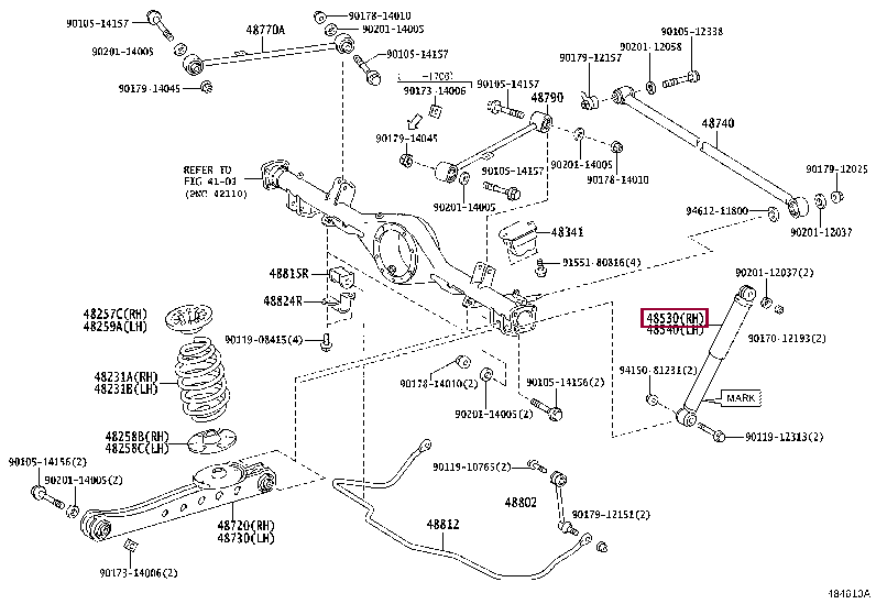 4853052P50: ABSORBER ASSY, SHOCK, REAR LH Тойота