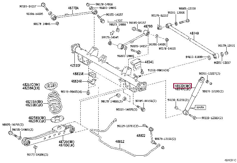 4853052S00: ABSORBER ASSY, SHOCK, REAR LH Тойота