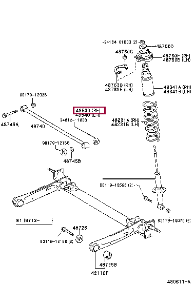 4853080002: ABSORBER ASSY, SHOCK, REAR LH Тойота