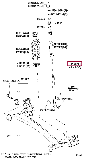 4853080573: ABSORBER ASSY, SHOCK, REAR LH Тойота