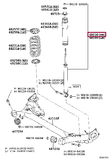 485308Z039: ABSORBER ASSY, SHOCK, REAR LH Тойота