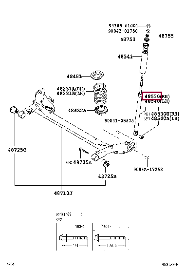 48530BZ180: ABSORBER ASSY, SHOCK, REAR LH Тойота
