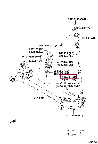 48530WB010: ABSORBER ASSY, SHOCK, REAR LH Тойота