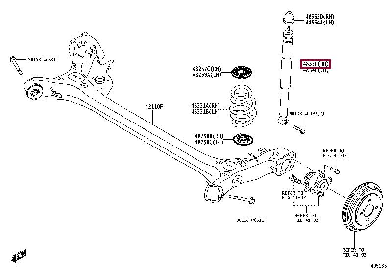 48530WC002: ABSORBER ASSY, SHOCK, REAR LH Тойота