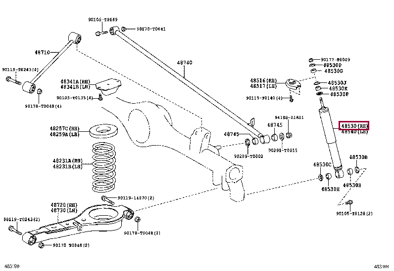 485310K240: ABSORBER ASSY, SHOCK, REAR LH Тойота