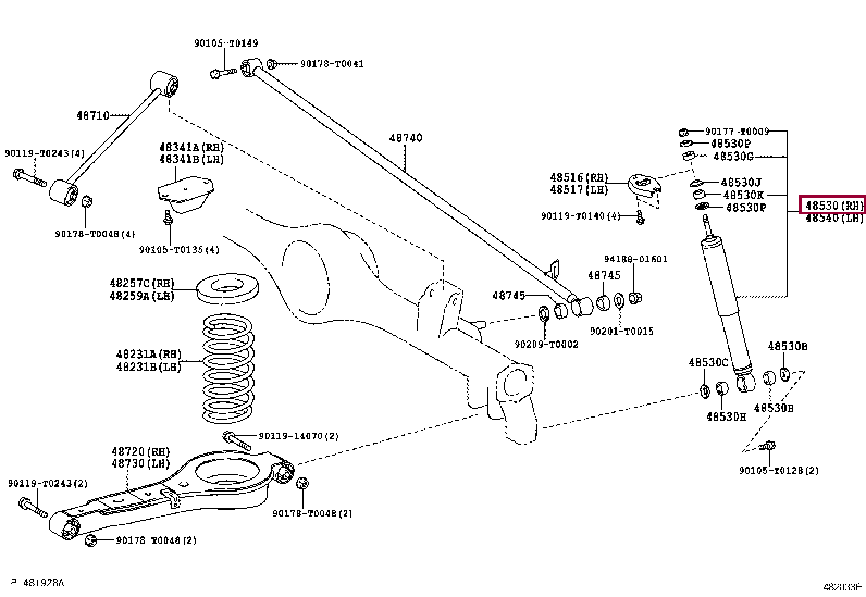 485310K420: ABSORBER ASSY, SHOCK, REAR LH Тойота