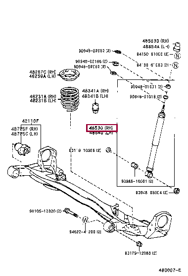 4853149105: ABSORBER ASSY, SHOCK, REAR LH Тойота