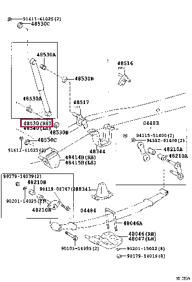 4853180148: ABSORBER ASSY, SHOCK, REAR LH Тойота