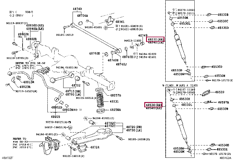 ABSORBER ASSY, SHOCK, REAR LH 48531-80668 (номер toyota 4853180668)