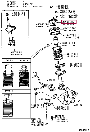 SUPPORT SUB-ASSY, FRONT SUSPENSION, LH 48609-12330 (номер toyota 4860912330)