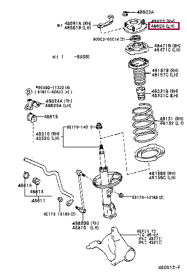 SUPPORT SUB-ASSY, FRONT SUSPENSION, LH 48609-33121 (номер toyota 4860933121)