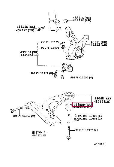 BUSH, FRONT LOWER ARM, NO.2 LH 48655-44020 (номер toyota 4865544020)