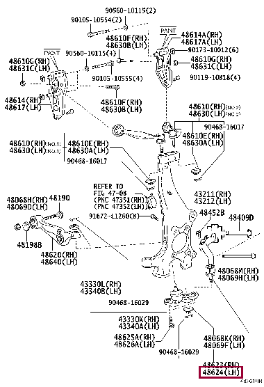 РЫЧАГ ПЕРЕД ПОДВЕСКИ ЛЕВ НИЖ (ЗАДНИЙ) 48670-59025 (номер toyota 4867059025)