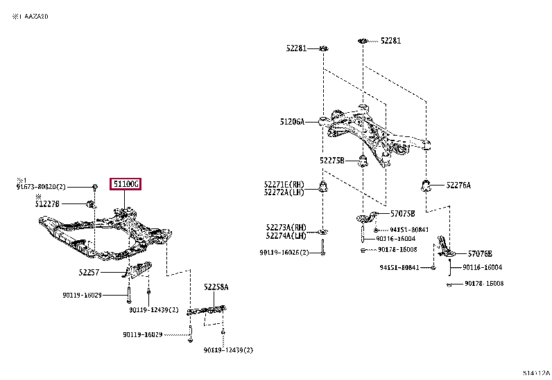 FRAME ASSY, FRONT 51100-30880 (номер toyota 5110030880)