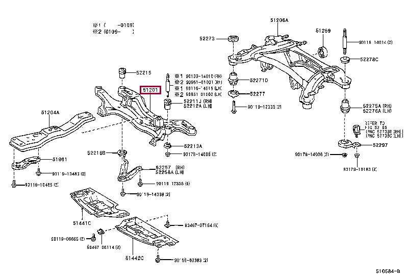5120132060: CROSSMEMBER SUB-ASSY, FRONT SUSPENSION Тойота