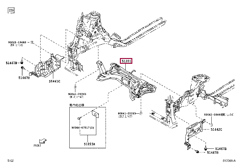 51201B2220: CROSSMEMBER SUB-ASSY, FRONT SUSPENSION Тойота