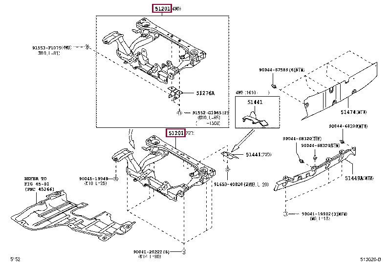 51201B5101: CROSSMEMBER SUB-ASSY, FRONT SUSPENSION Тойота