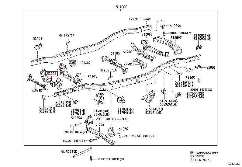 CROSSMEMBER SUB-ASSY, FRAME, NO.1 51201-KK050 (номер toyota 51201KK050)
