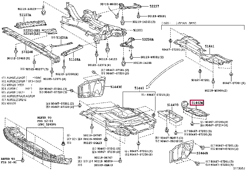COVER, ENGINE UNDER, NO.2 51442-02230 (номер toyota 5144202230)