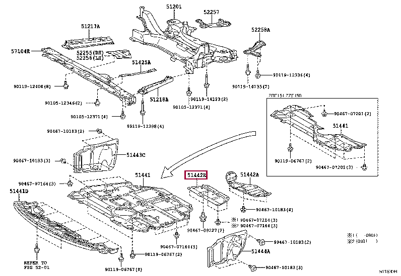 COVER, ENGINE UNDER, NO.2 51442-12270 (номер toyota 5144212270)