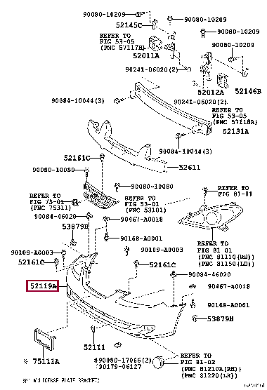 5211906930: COVER, FRONT BUMPER Тойота